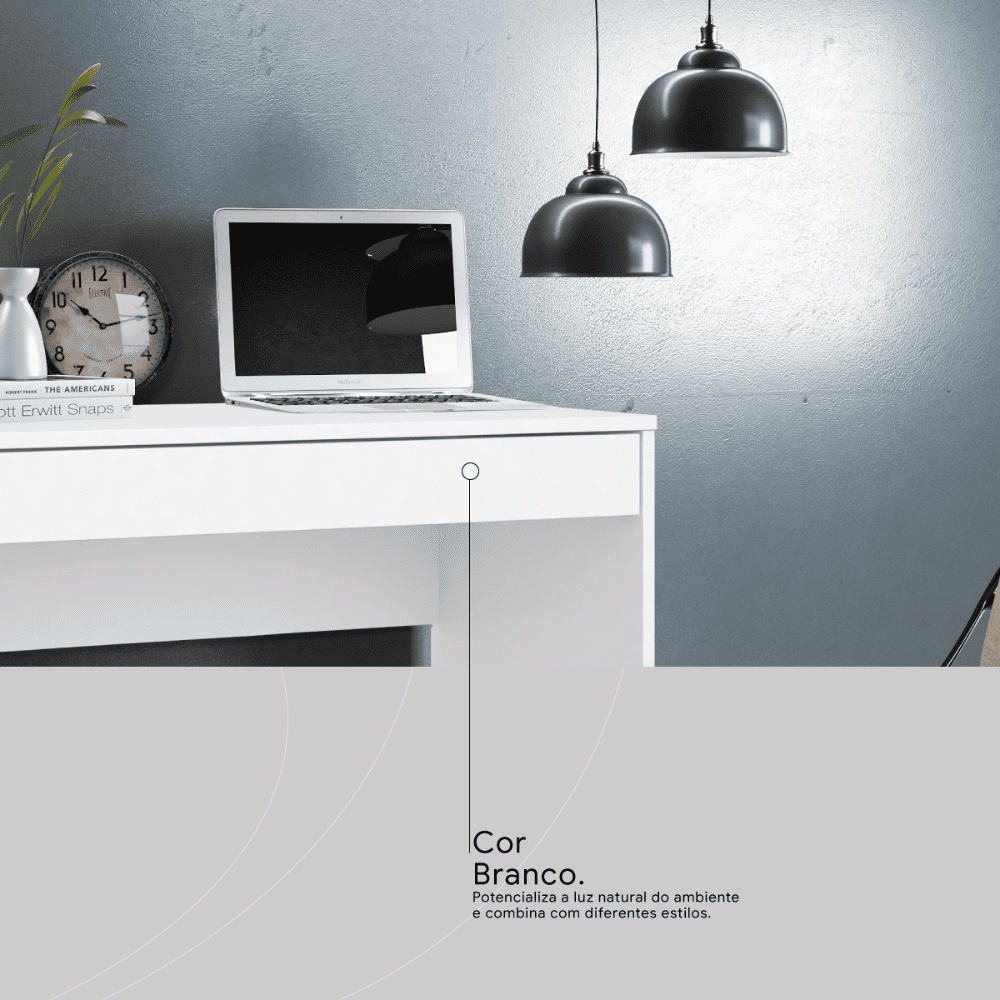 Escrivaninha Branca 1 Gaveta Dem&oacute;bile Facility, Branco, large image number 5